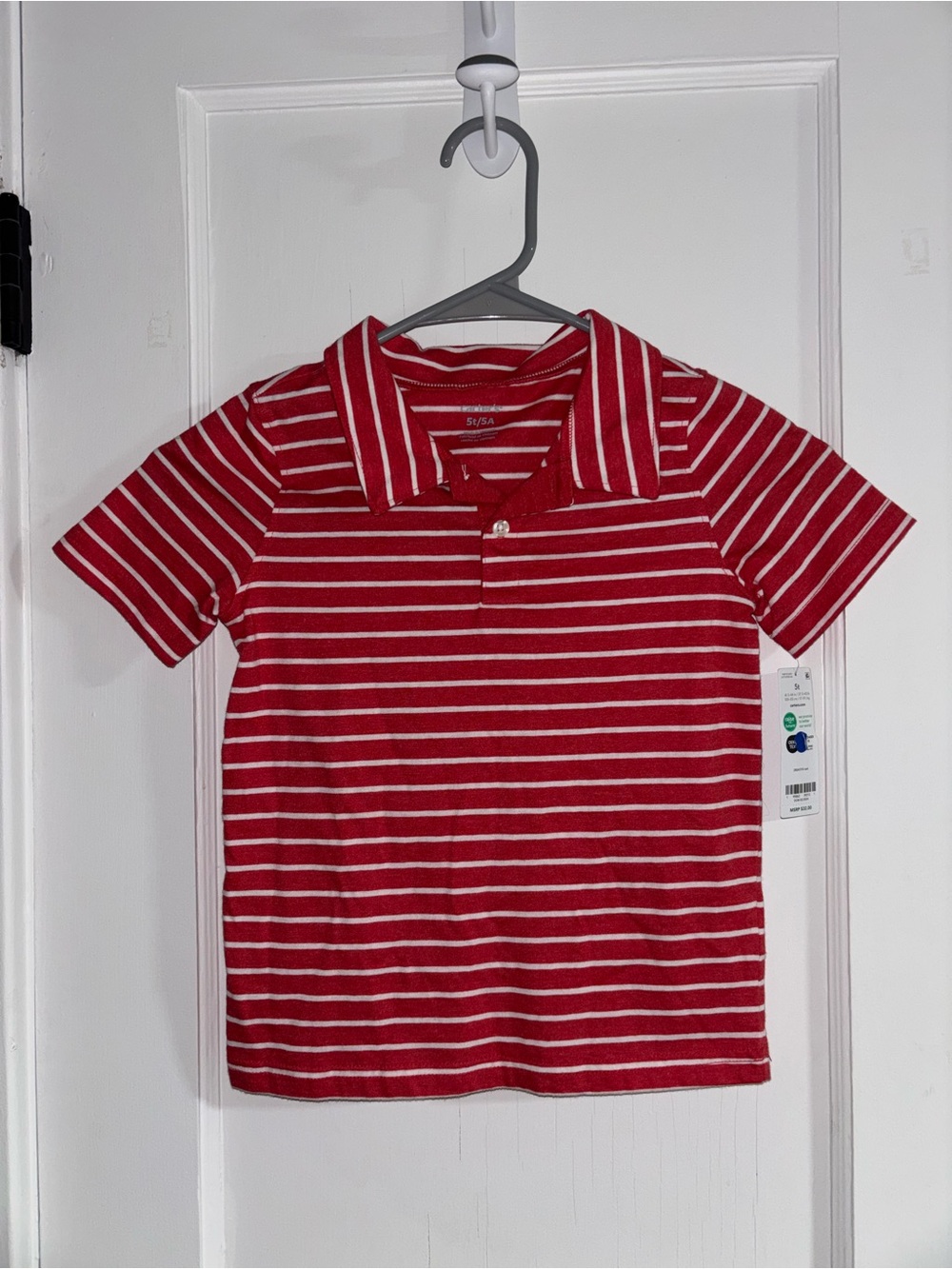 Kids boy Red & White Striped Polo Shirt